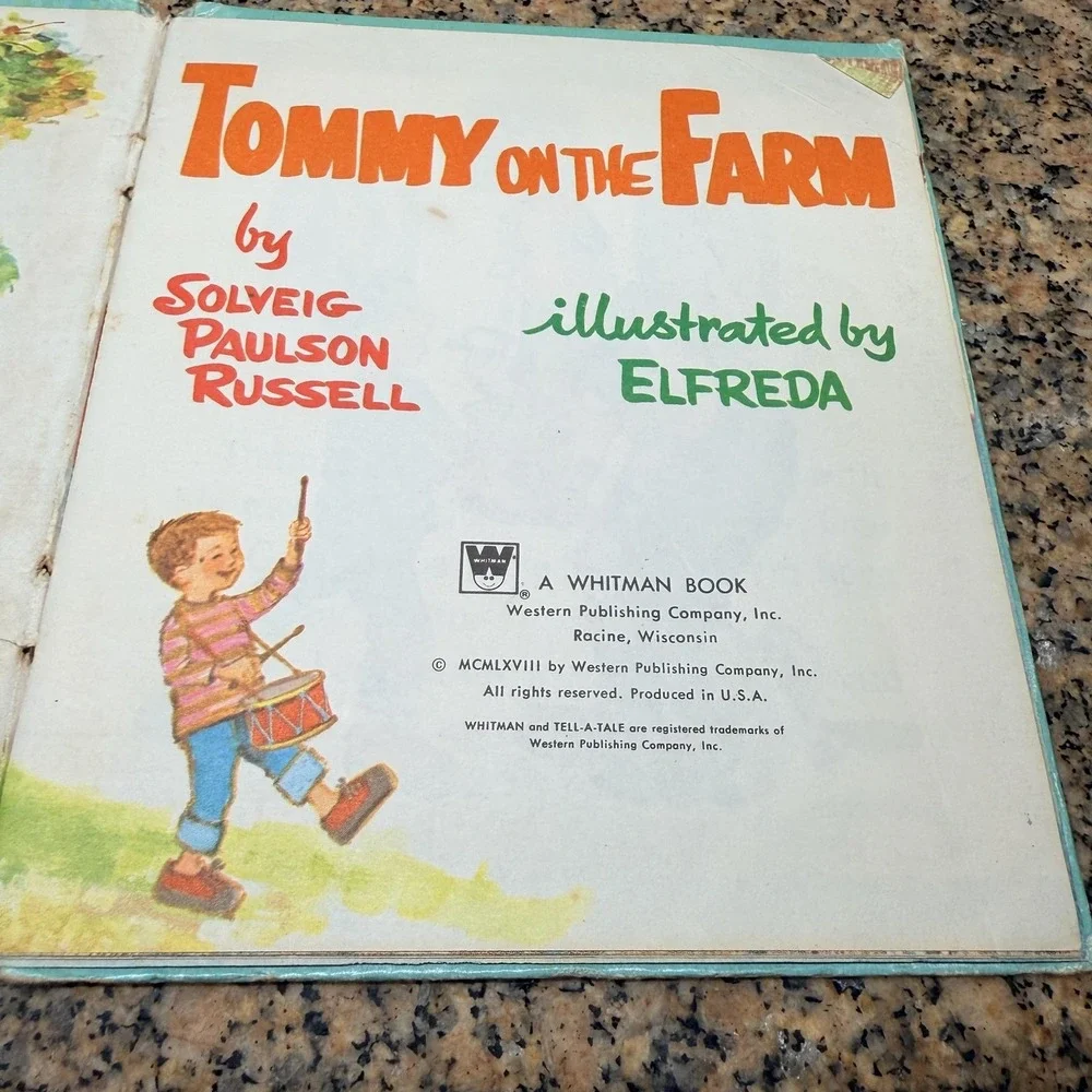 Vintage 1968 Tommy On The Farm Solveig Paulson Russell Whitman HC Kids Book